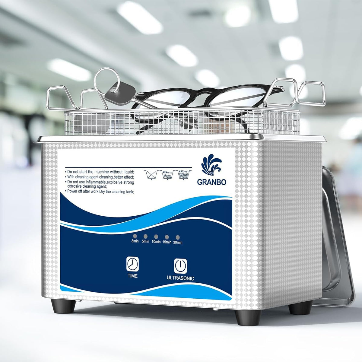 granbo Ultrasone reiniger, Ultrasone reinigingsmachine 1 l 40 kHz, 110 V digitale ultrasone reiniger, met digitale timer en ontgassing