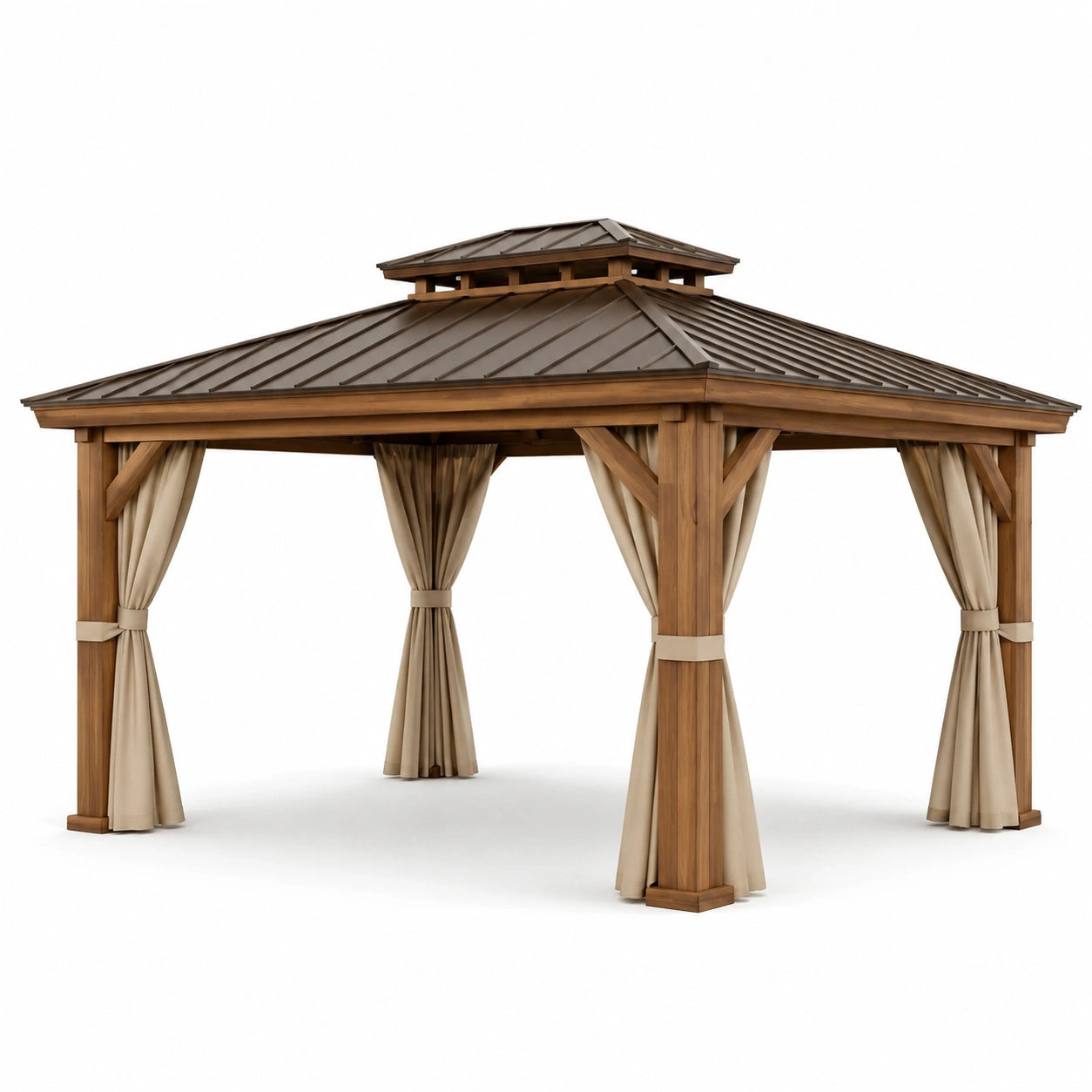 Pavillon Holz Rechteckig mit Stahl Dach 400 cm x 300 cm