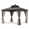 Quadratischer Aluminium-Pavillon 3x3 m mit Vorhängen, Schwarz und Beige
