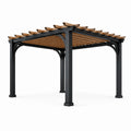 Pergola aus Aluminium und behandeltem Holz Schwarz/Braun 300x300 cm