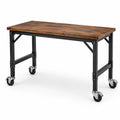 Werkbank aus Holz und Metall mit Rollen Braun/Schwarz 120x60x90cm