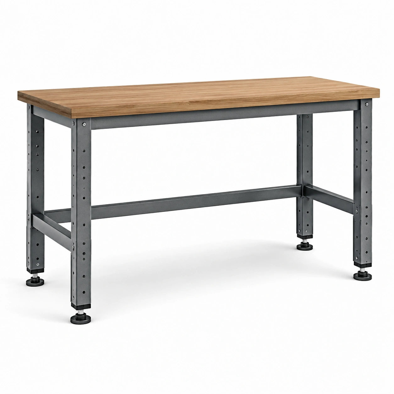 Werkbank mit Eichenholzplatte und Stahlrahmen 150x60x84 cm