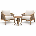 3-teiliges Outdoor-Bistro-Set aus Teakholz und Polyester, Braun/Beige