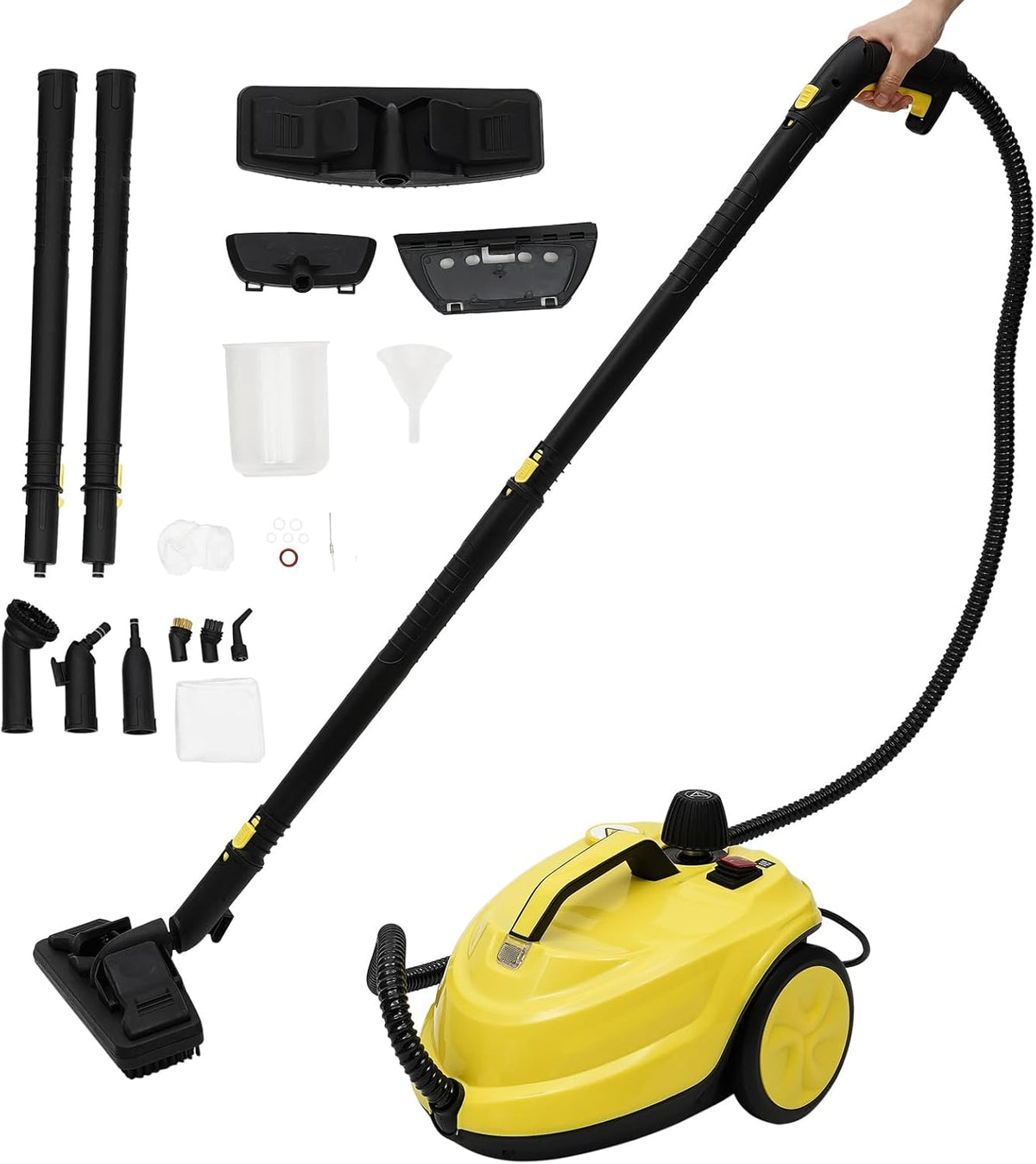 Xuemanshop Stoomreiniger, 2000 W, inhoud 1,8 l, stoomdruk 5 bar, multifunctionele handstoomreiniger, voor vloer, tapijt, bank, auto, raam