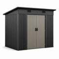 Kunststoff Gartenhaus mit Flachdach in Schwarz/Grau 200x130x180 cm