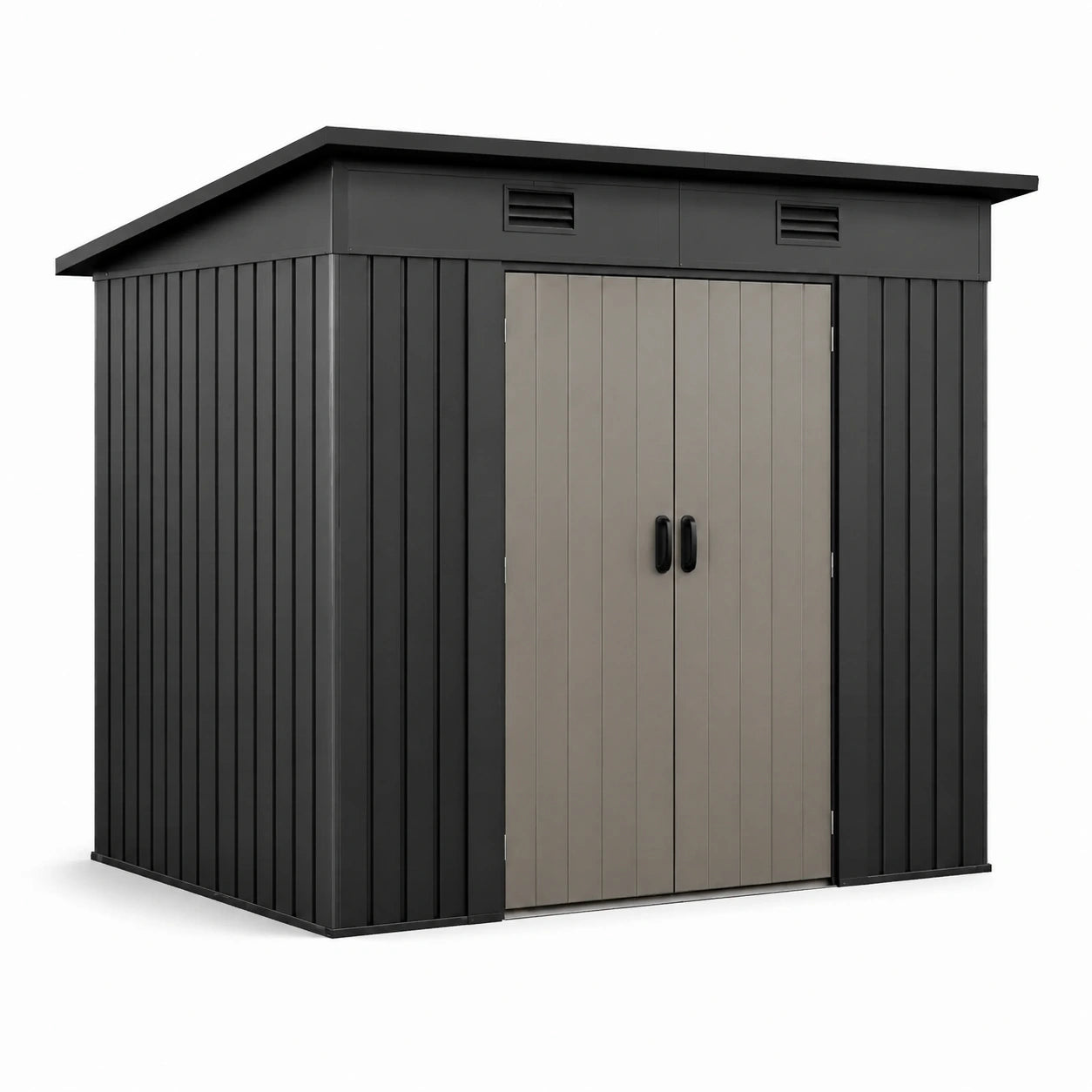 Kunststoff Gartenhaus mit Flachdach in Schwarz/Grau 200x130x180 cm