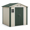 Metall Gartenhaus mit Satteldach und Doppeltür in Grün/Beige 213x130x173 cm