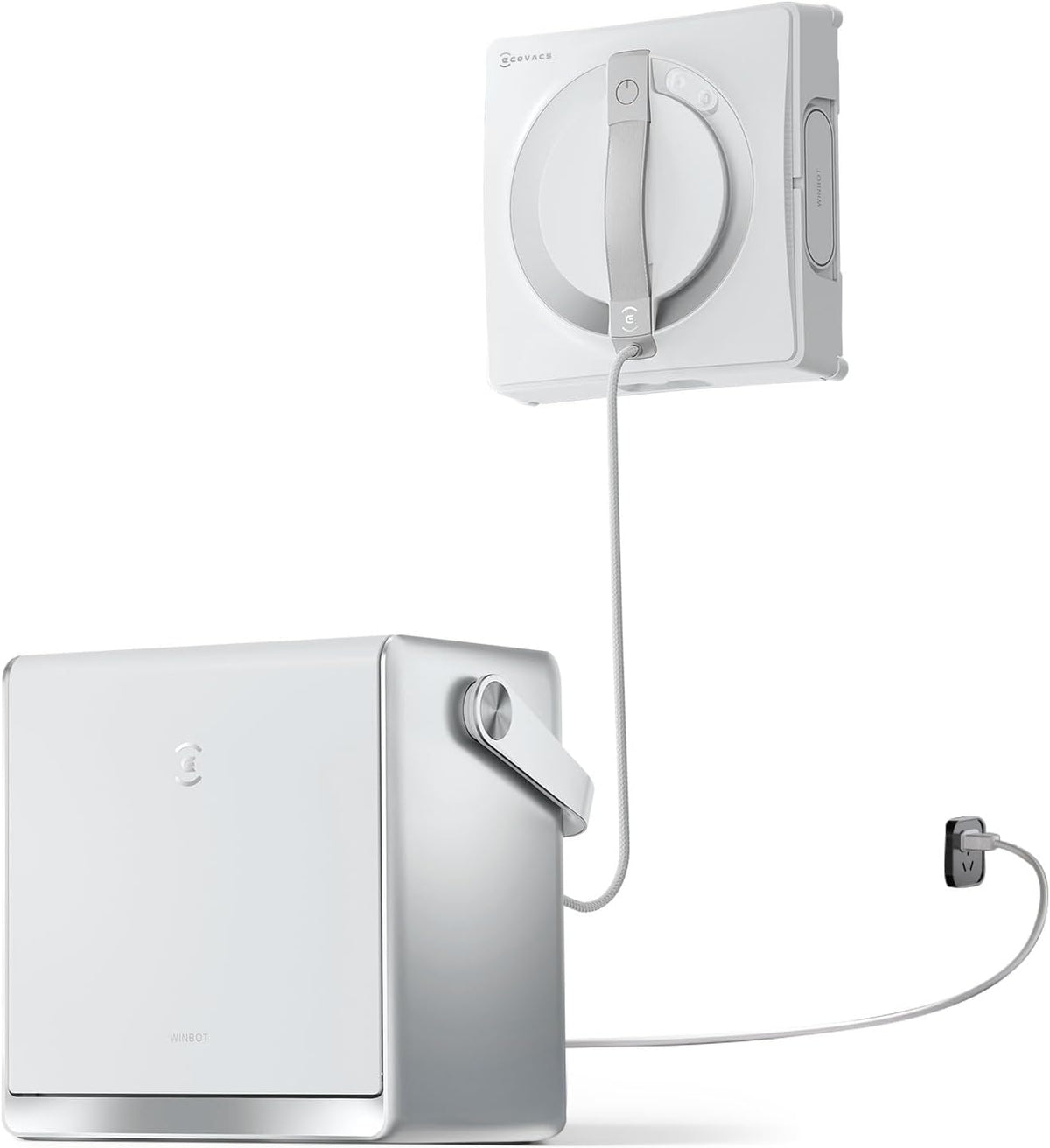 Ecovacs Raamreiniger Winbot W2 PRO Omni raamreinigingsrobot, met 6-in-1 multifunctioneel station, 3-sproeikop, 12-traps bescherming, wit