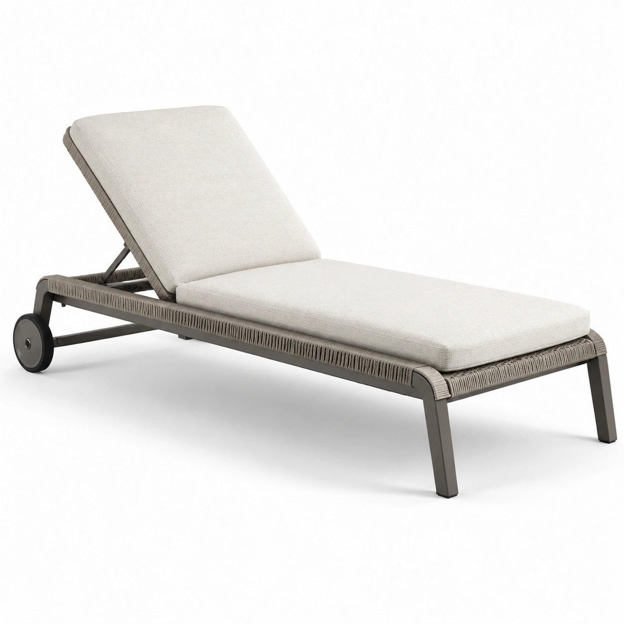 Aluminium Gartenliege mit Polyrattan, Cremeweiß, 200x70x35 cm