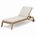 Teakholz Gartenliege mit Polyestergewebe in Beige