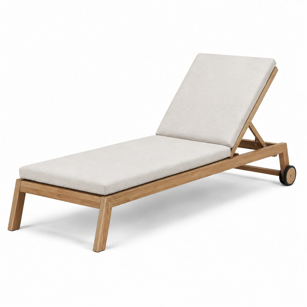 Teakholz Gartenliege mit Polyestergewebe in Beige