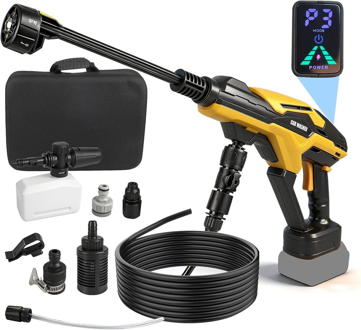 Cdiytool Hogedrukreiniger Draadloze compatibel, met Dewalt 20 V, 990 PSI borstelloze handheld krachtreiniger, met 6-in-1 mondstuk schuimkanon