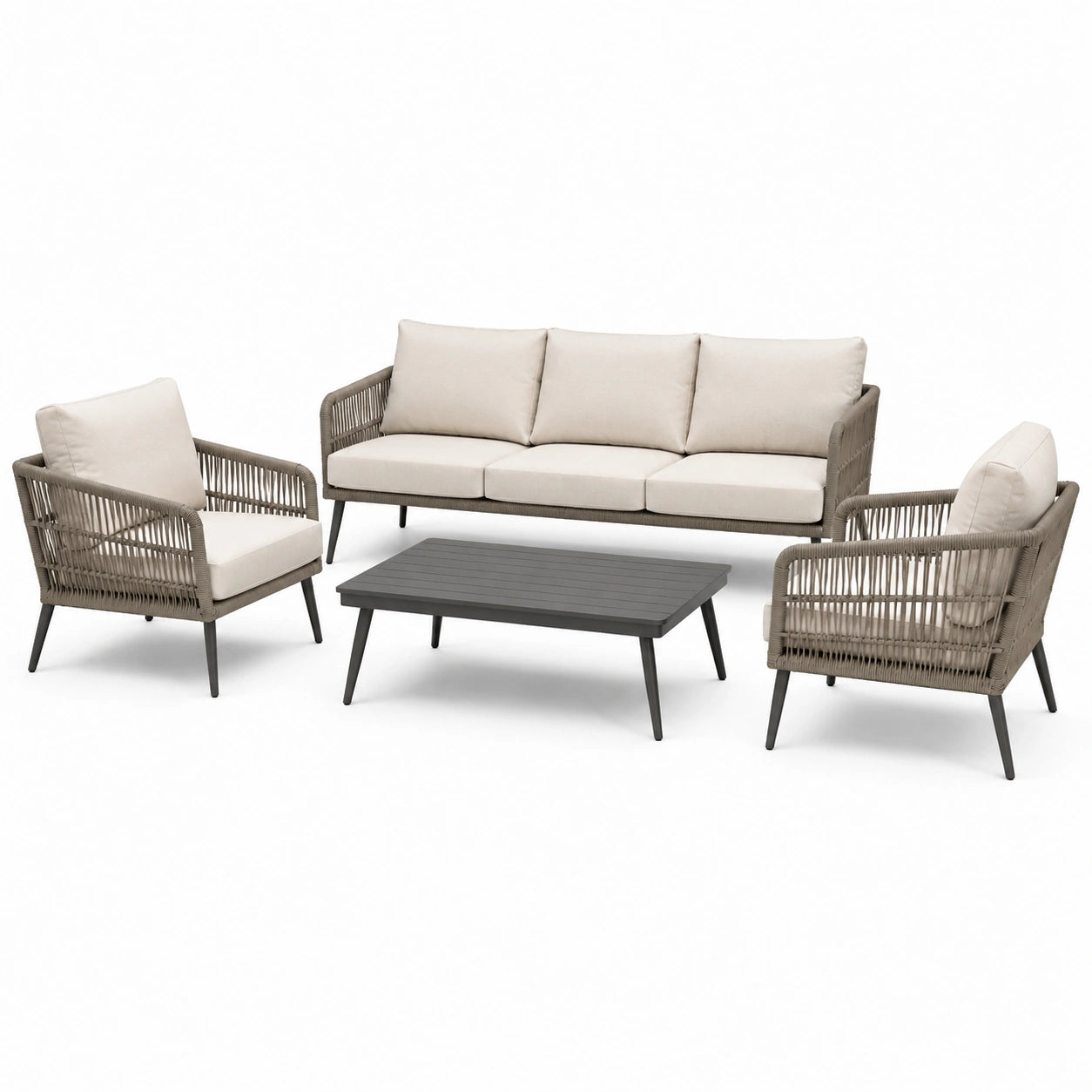 Outdoor Lounge Set aus Aluminium mit Polyesterseil Beige