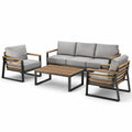 Aluminium Akazienholz Outdoor Gartenmöbel Set 4-teilig grau