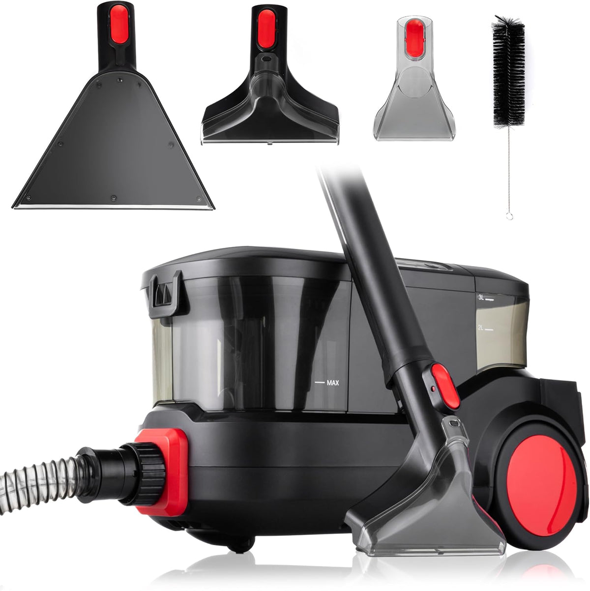 Lehmann Tapijtreiniger Prowash Professionele, 2000 W, Krachtige Waszuigermet 2 Tanks - 3L Schoon Water en 1,5L, voor Bekleding, Technologie