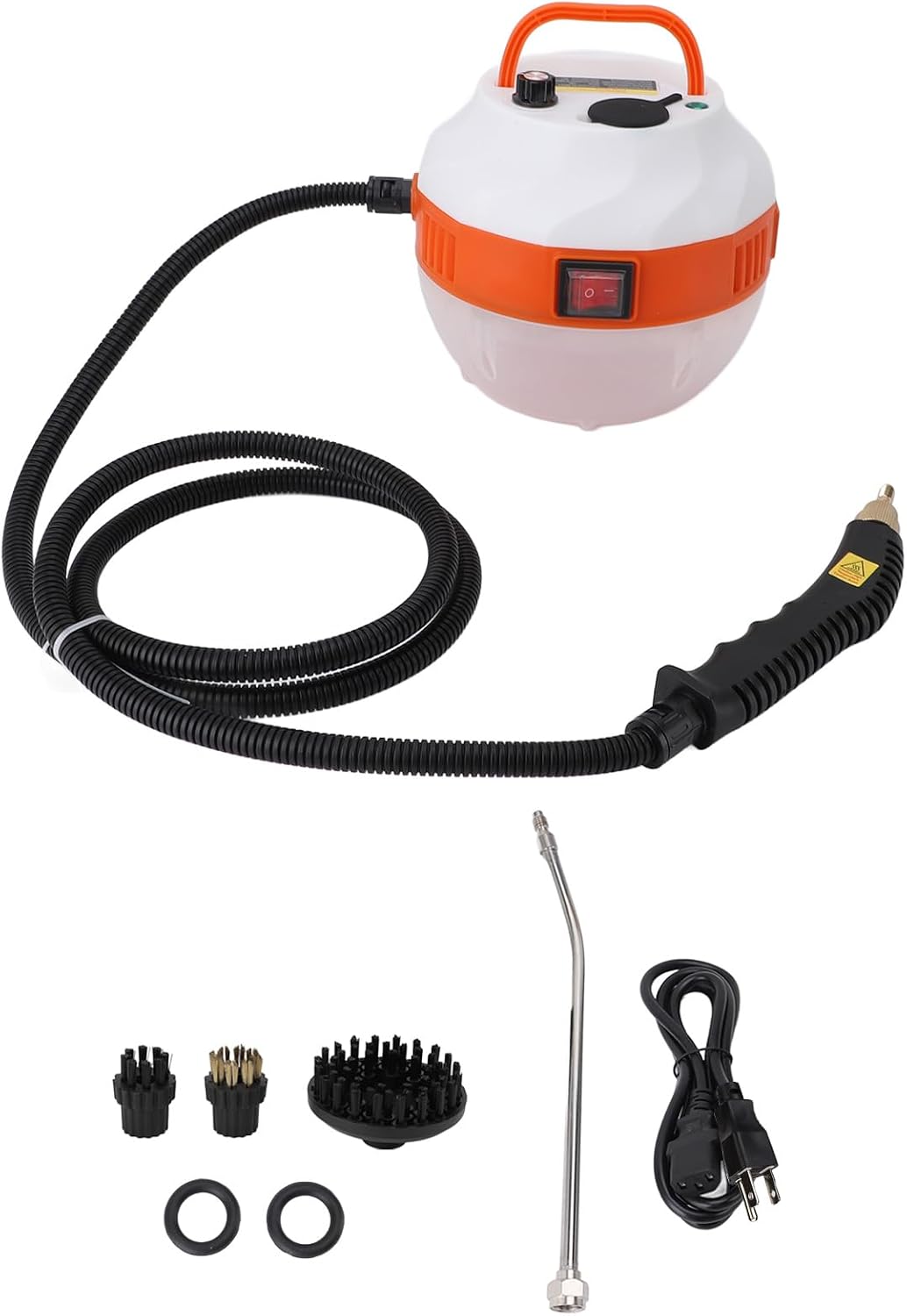 Aurikall Stoomreiniger Draagbare van 2500 W, 6 snelheden, met 3 opzetborstels, 8,7 inch verlengstang, voor het reinigen van de vloer (EU-stekker 220V)