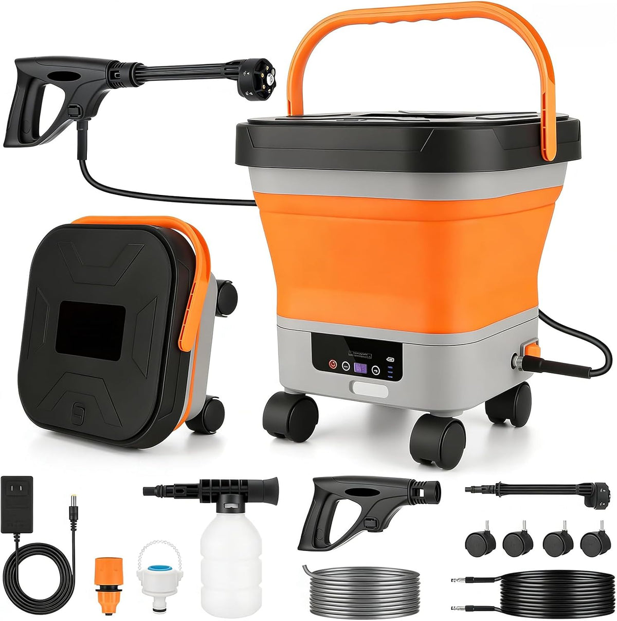 VeftBltrem Hogedrukreiniger Draagbare elektrische, met 13 liter waterreservoir en 6-in-1 multifunctioneel mondstuk, 7 instelbare drukniveaus, vloer