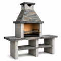 Grillkamin aus Beton und Naturstein Grau 200x120x65cm