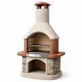 Garten Grillkamin Beton Naturstein Creme/Rot 200x110x65 cm