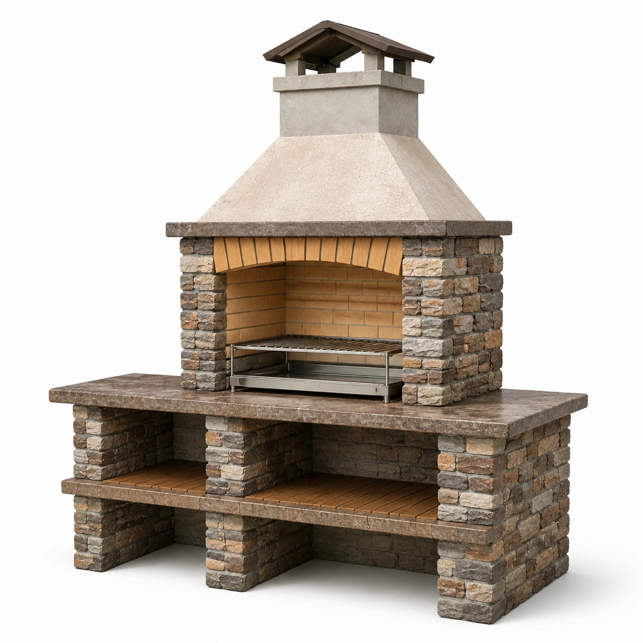 Steingrillkamin mit Edelstahlgrill