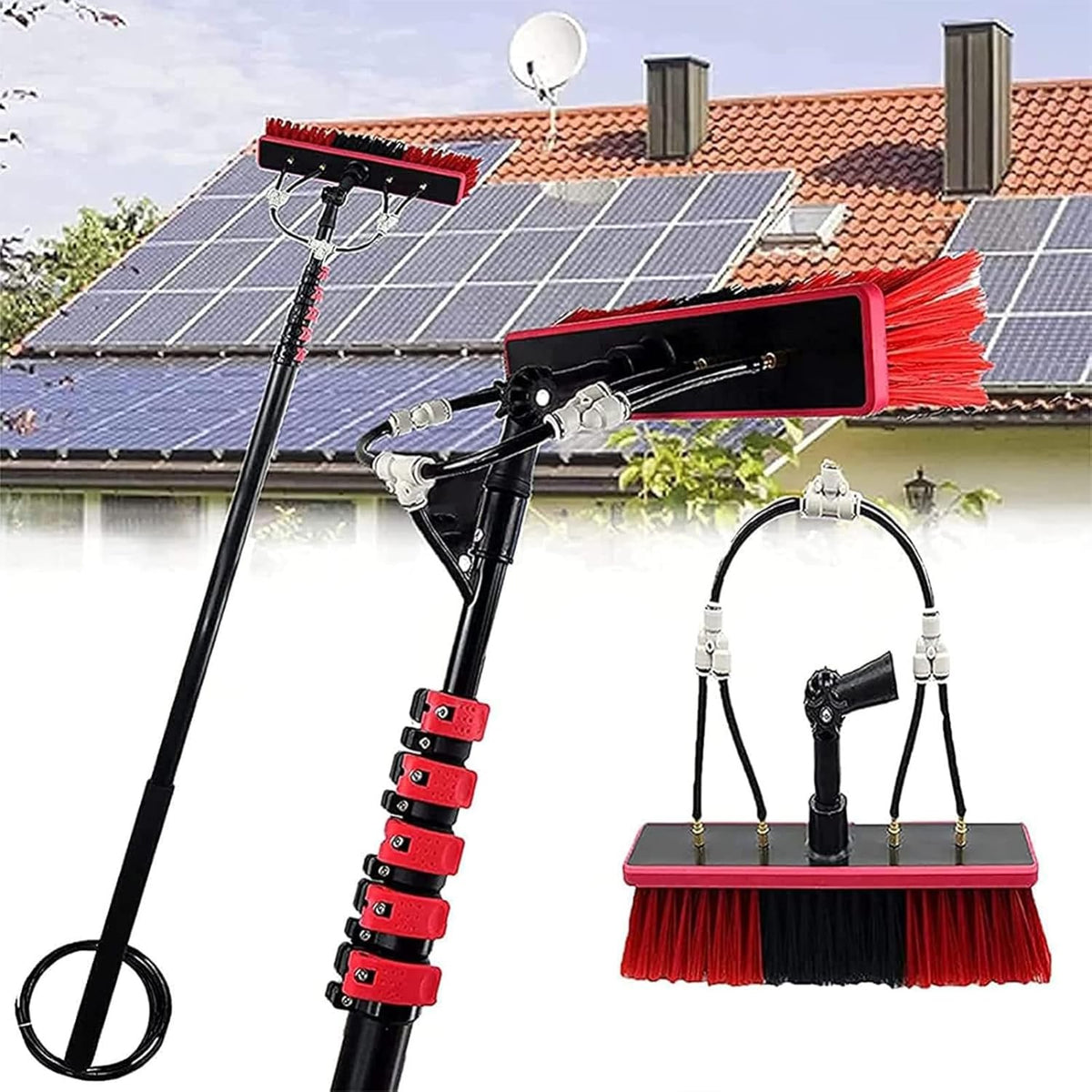 Product Ruitenreiniger, telescopische borstel van 3,6 tot 10,8 m, voor schonere buitenramen (55 c, waterbezemset, met handdouche, reinigingsapparaat