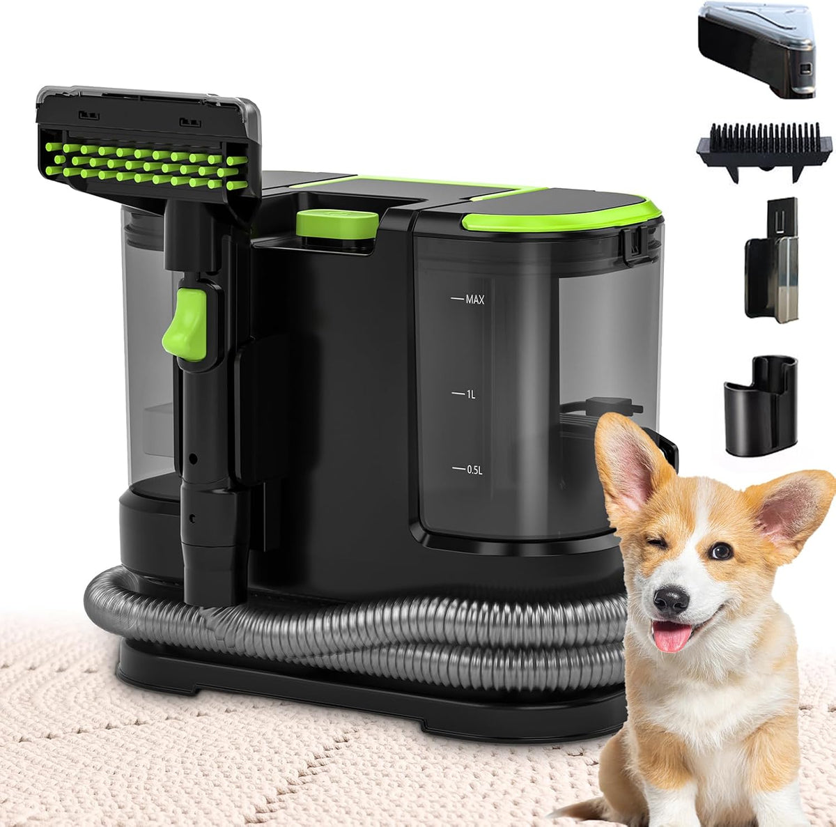 Homlove Tapijtreiniger Draagbare tapijt- en stofferingsreiniger, met 800 W high-performance motor, 21 Kpa zuigkracht, grondige reiniging, bank