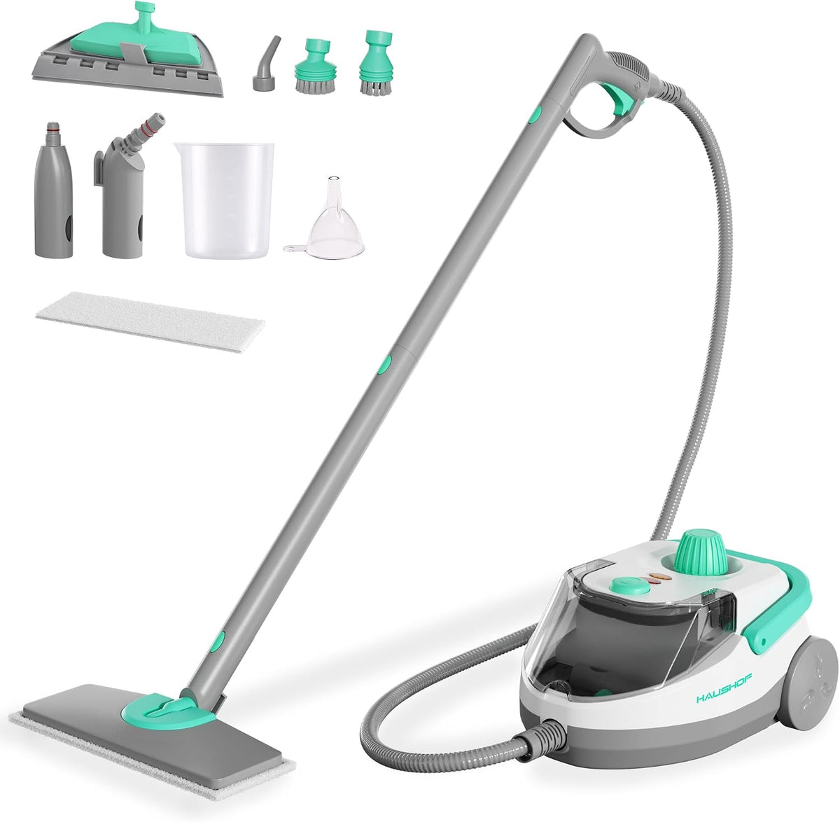 Haushof Stoomreiniger 1800 W, tank 1,5 l, stoomdruk 4,0 bar, verwarmingstijd 8 min, continue stoom tot 30 min, 17 accessoires inbegrepen, voor vloer