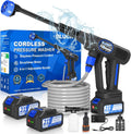 Blucky Hogedrukreiniger Accu- Pressure Washer, incl. 6-in-1 multifunctionele sproeikop & accessoires, met 2 accu's, voor auto & balkon