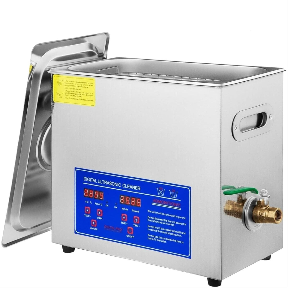 Ultrasone reiniger Tecjhjz reinigingsmachine, 6,5 l, timer, sieradenverwarmer, tank, badkamer, industriële uitrusting, roestvrij staal, voor brillen