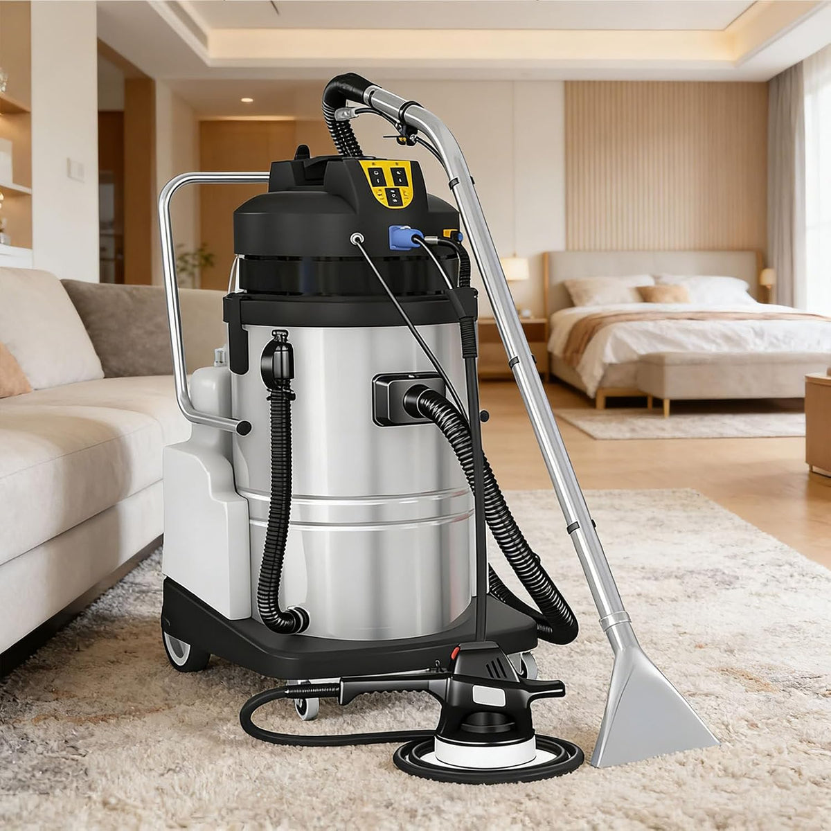 Tapijtreiniger QianCruxtacy Professionele, Antisliphandgreep En 6 Speciale Mondstukken, Gestoffeerde Meubels En Meer 40L, Roestvrijstalen Extractor