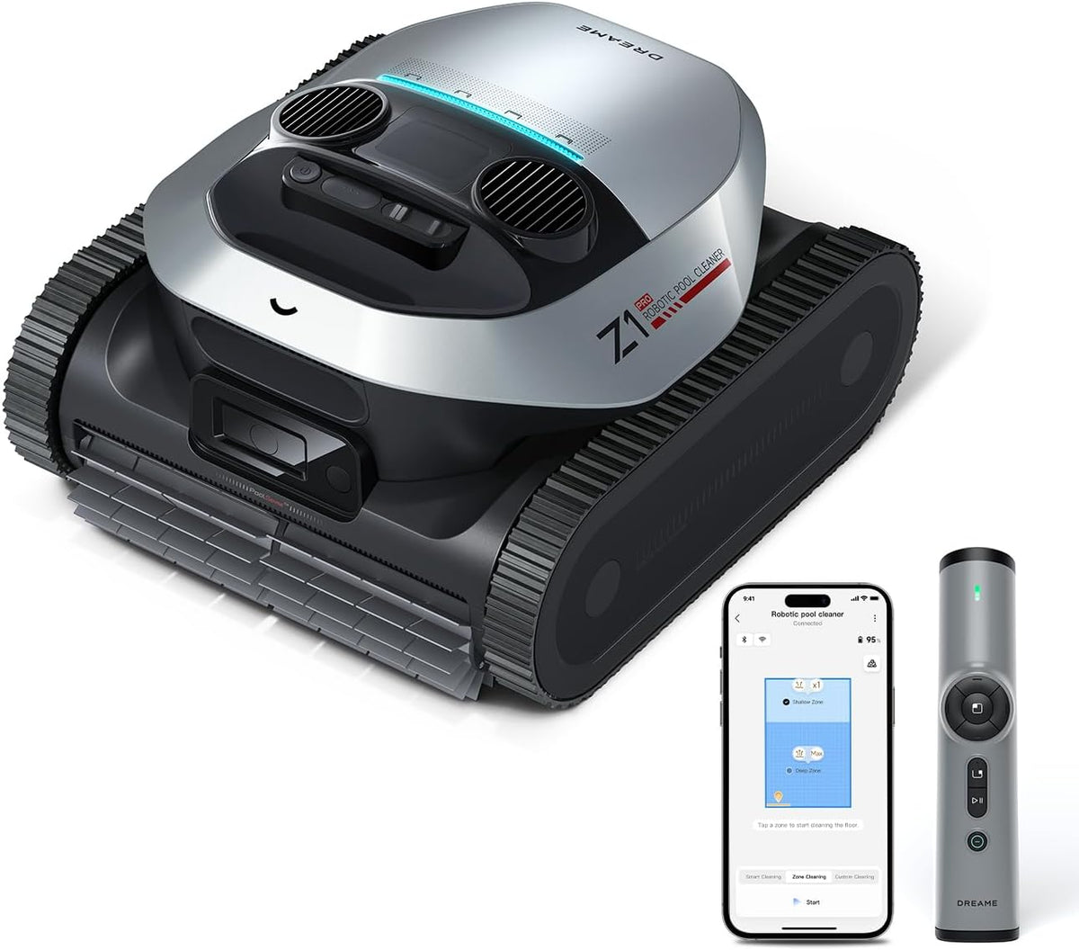 Zwembadrobot dreame Z1 Pro snoerloze robotzwembadreiniger, voor 200 m2, geschikt, geavanceerde zwembaddetectie en routeplanning, sterke zuigkracht