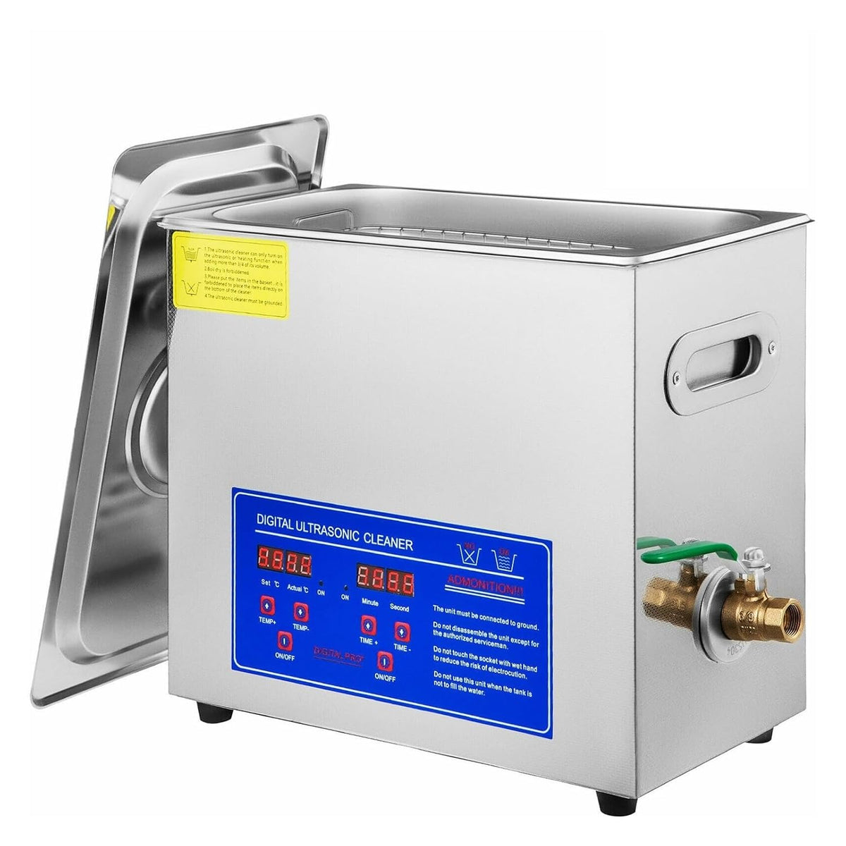 Tecjhjz Ultrasone reiniger reinigingsmachine, 6 l, 200 W, voor sieraden, industriële apparatuur, roestvrij staal, messing bril, voor brillen, horloges