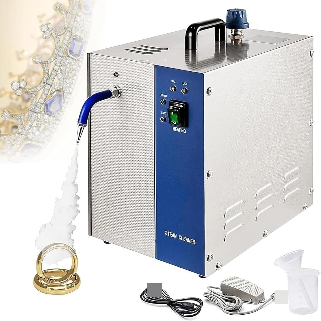 Stoomreiniger Sieraden 2L Gem Wasmachine Verwijdert Olie Grime Van Goud Zilveren, Voor Veilige Effectieve Dieptereiniging