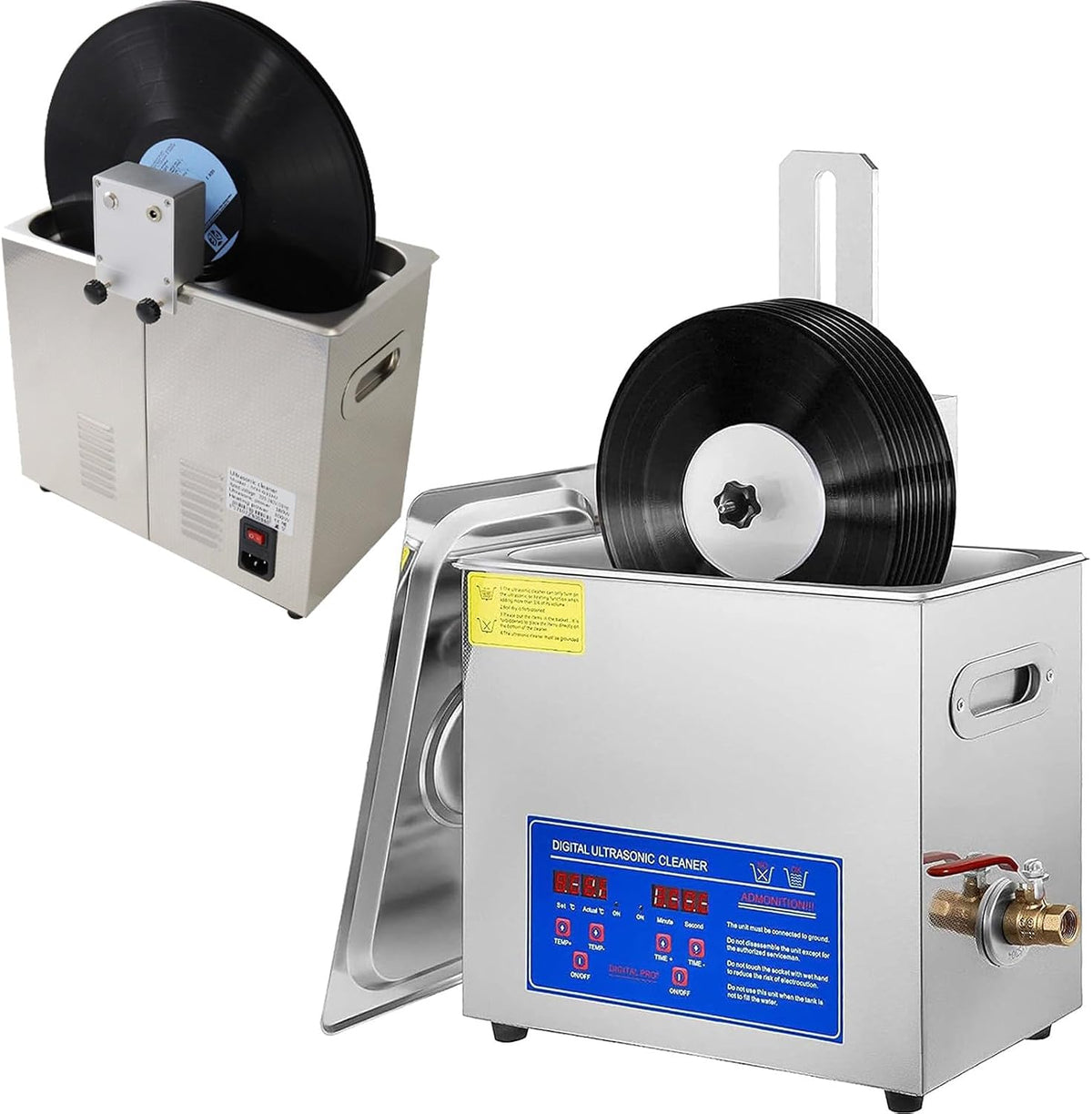 Zwjabyy Ultrasone reiniger vinylplatenreiniger 6,5 l 40 kHz 180 W vinyl ultrasone, met verwarmingstimer, voor carburateur, onderdelen, printplaat