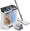 Adicom Natte Mop en emmer set, 3x wasbare pads, auto-spray reiniging, vuilwaterscheiding houdt het water vers, platte dweil en emmer, met wringer