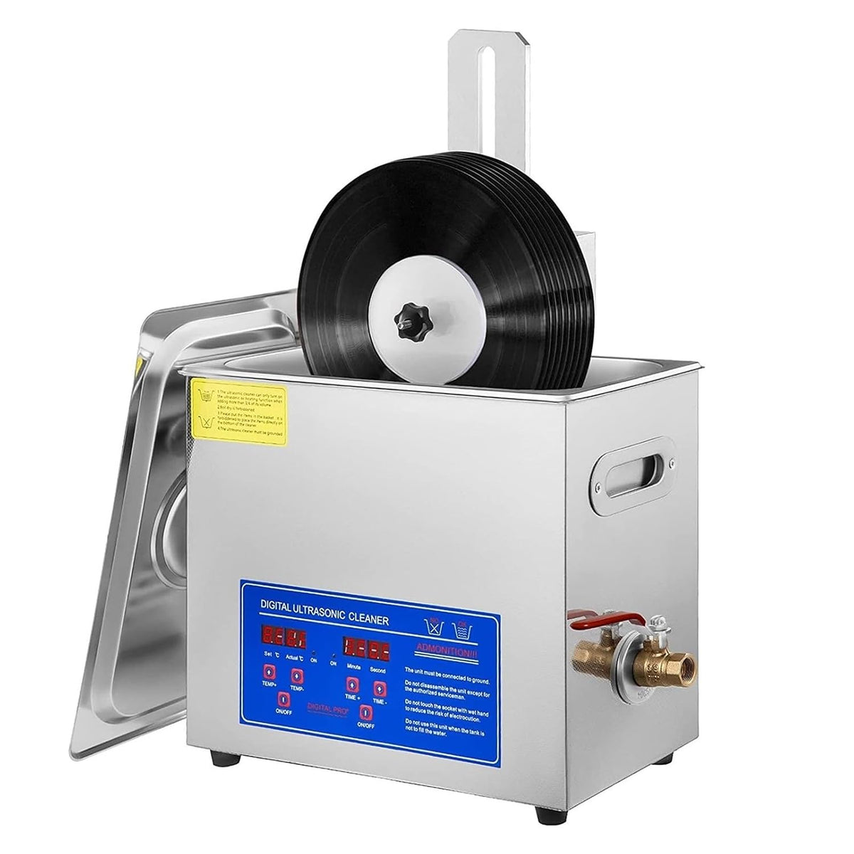 Tecjhjz Ultrasone reiniger Reinigingsmachine 6.5L Vinyl Record Cleaner Vaatwasser, Met Roestvrij Staal Droogrek, Sieraden Horloge Bril Reiniging