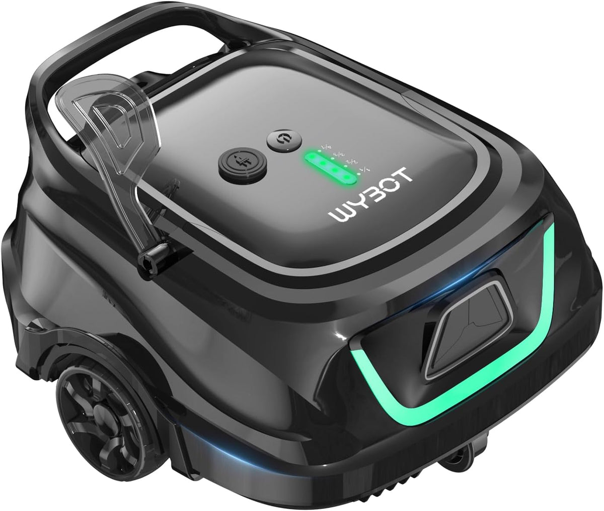 Wybot Zwembadrobot A1p Poolrobot, 120 minuten looptijd, accu, met dubbel filter, sterke draadloze zwembadrobot, voor opbouwzwembad en vlakke zwembaden
