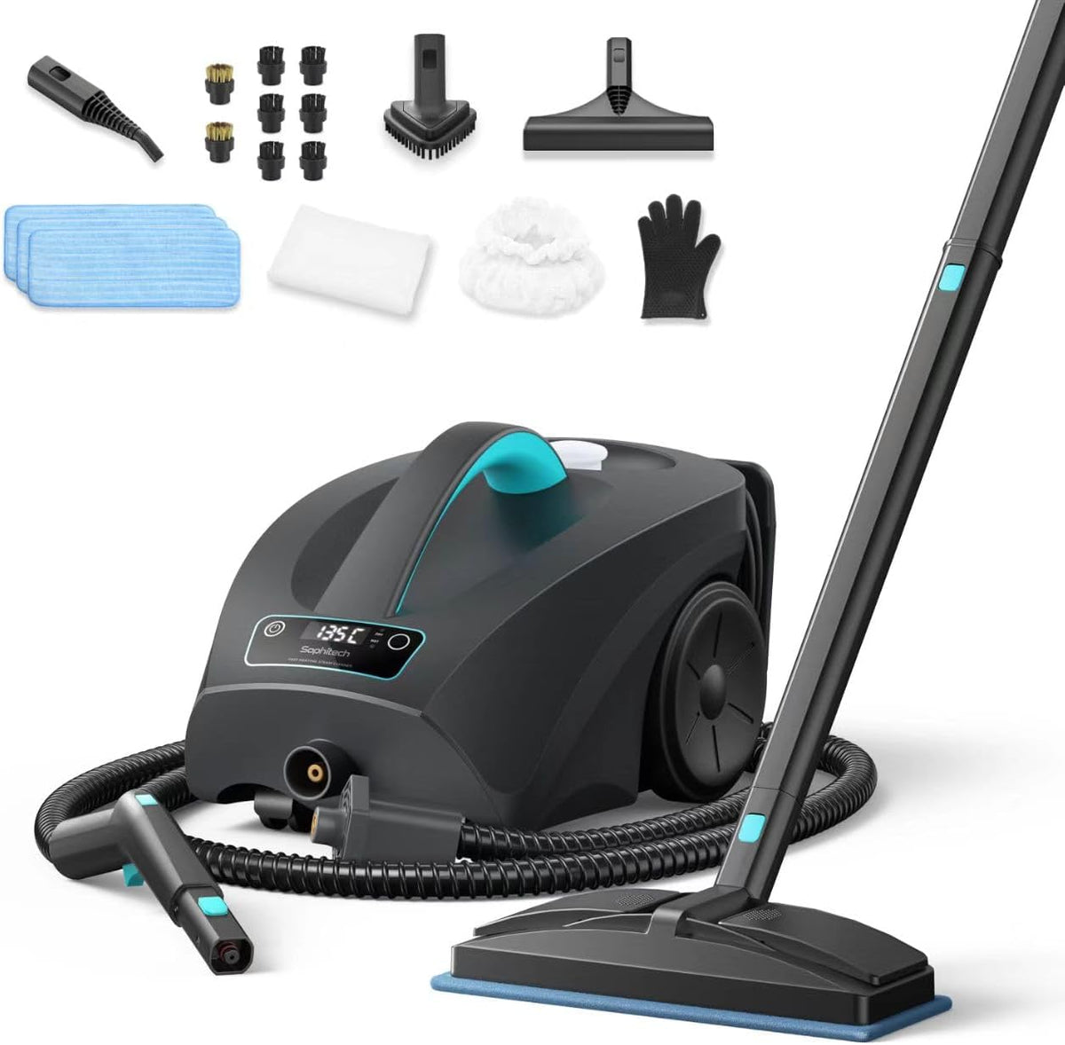 Stoomreiniger Sophitech - 30s Opwarmtijd - 2600W - 140°C Dieptereiniging - 4 Bar, Bank en Badkamer - 20 Accessoires, Tapijtreiniger en Handstomer