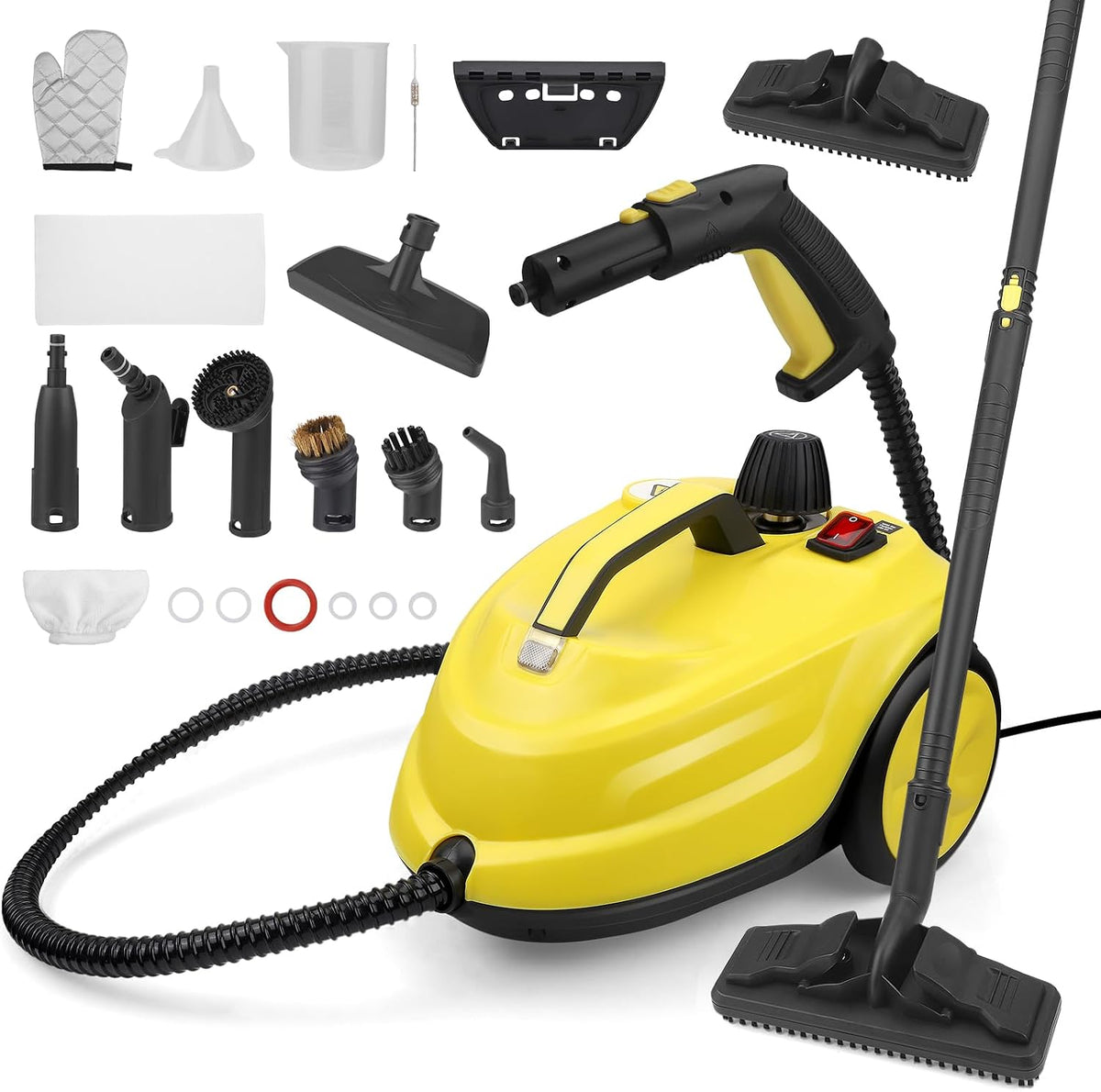 Tlpemn Stoomreiniger, 2000 W, met tank van 2 l, 320 °F, hoge temperatuur, voor meerdere oppervlakken, voor vloeren, bekleding, auto en huis