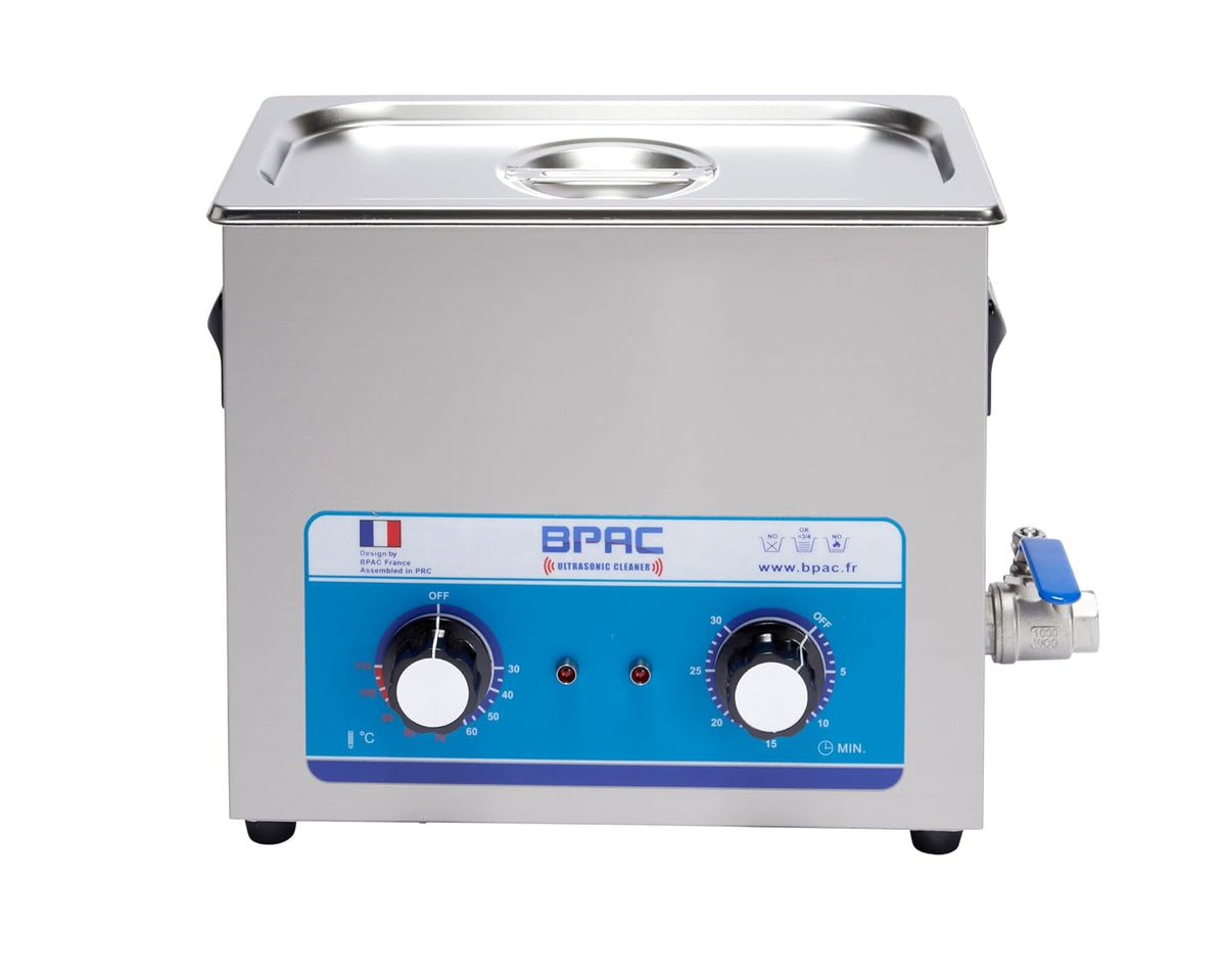 BPAC Ultrasone reiniger, vermogen 180 W, met tank van 6 liter, analoog, sieraden, apparaat, voor particulieren en professionals, Frans merk