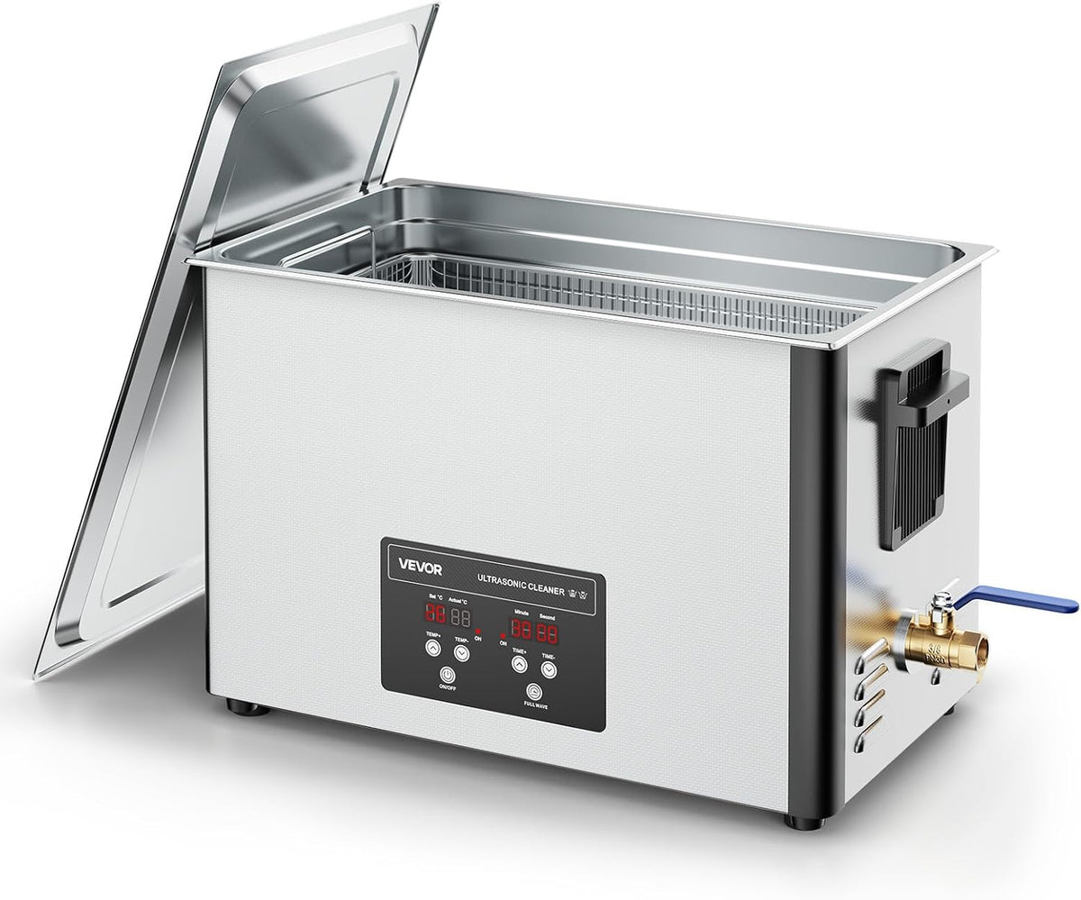 Vevor Ultrasone reiniger 30L, 480W roestvrij staal 40kHz industriële reinigingsmachine, professionele ultrasone schonere machine, voor onderdelen