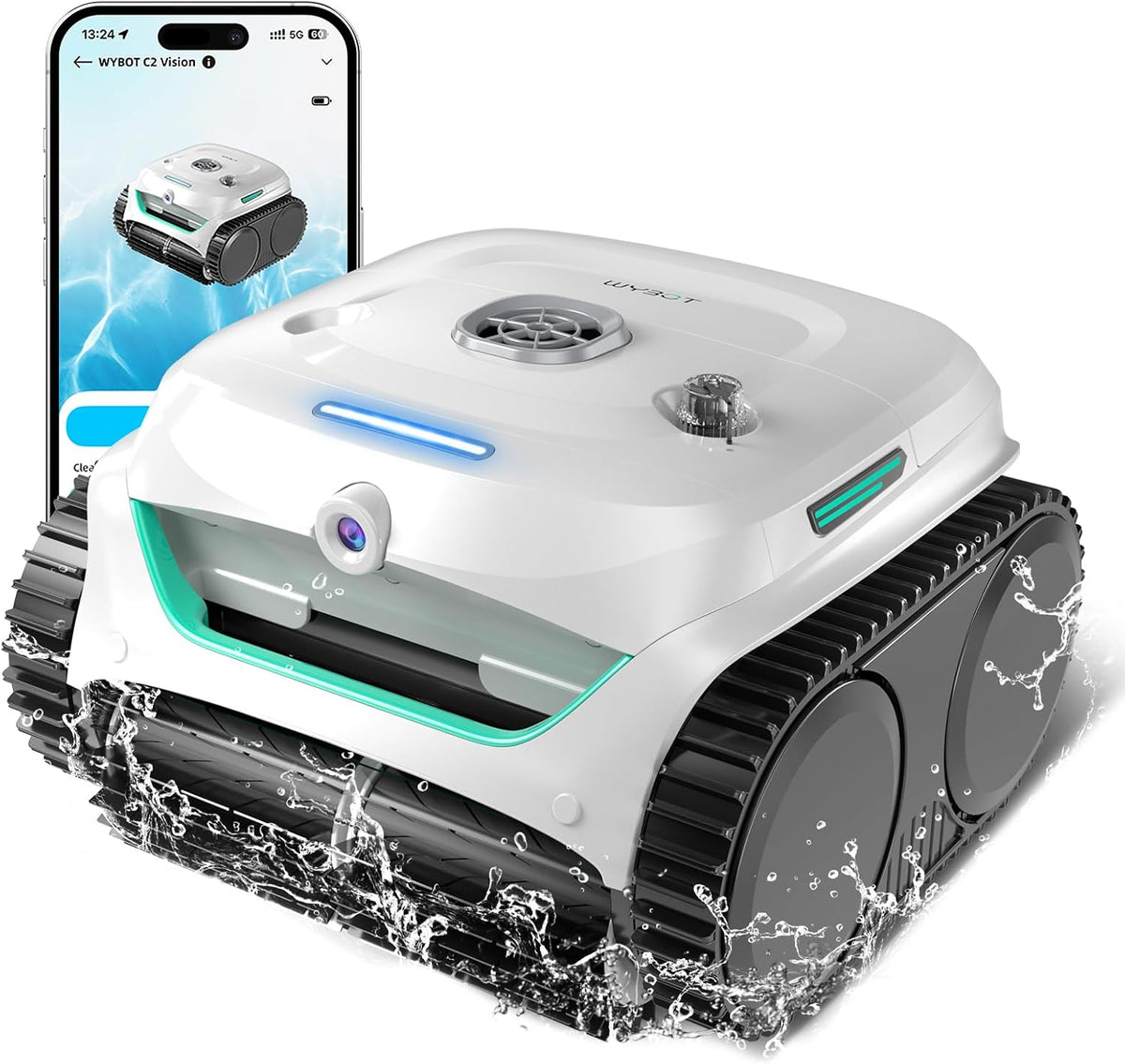 Wybot Zwembadrobot C2V, werkt op accu, met intelligente routeplanning