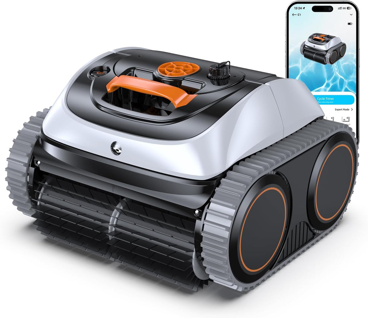 Zwembadrobot Winny POOL Cleaner C1 by Wybot Poolrobot, 210 min, bereik van 210 m2, app-bediening, zwart-oranje, accu, muur en vloer, geen kabel