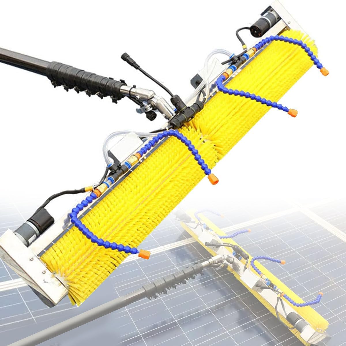 Gthtuhfd Raamtrekker Elektrisch Reinigingsgereedschap, Inclusief 100 Cm Lange Rolborstel, 8 M Kabel, 7 M, Voor Zonnepanelen, Telescopische Steel