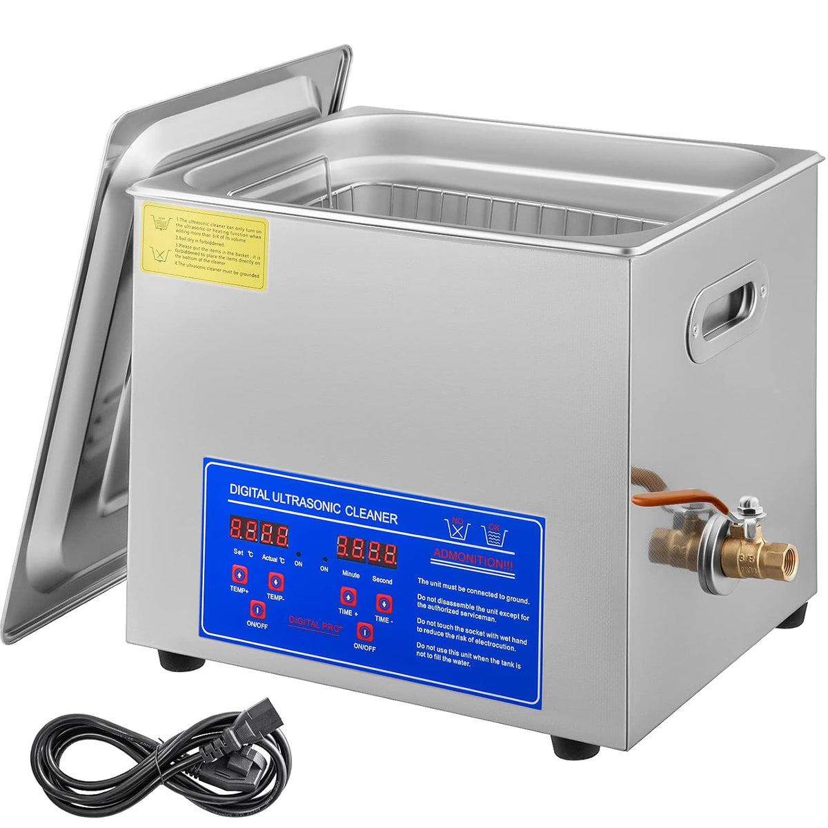 Chaneau Ultrasone reiniger, 10 l, voor sieraden, professioneel reinigingsapparaat, digitale reiniger, ultrasoon