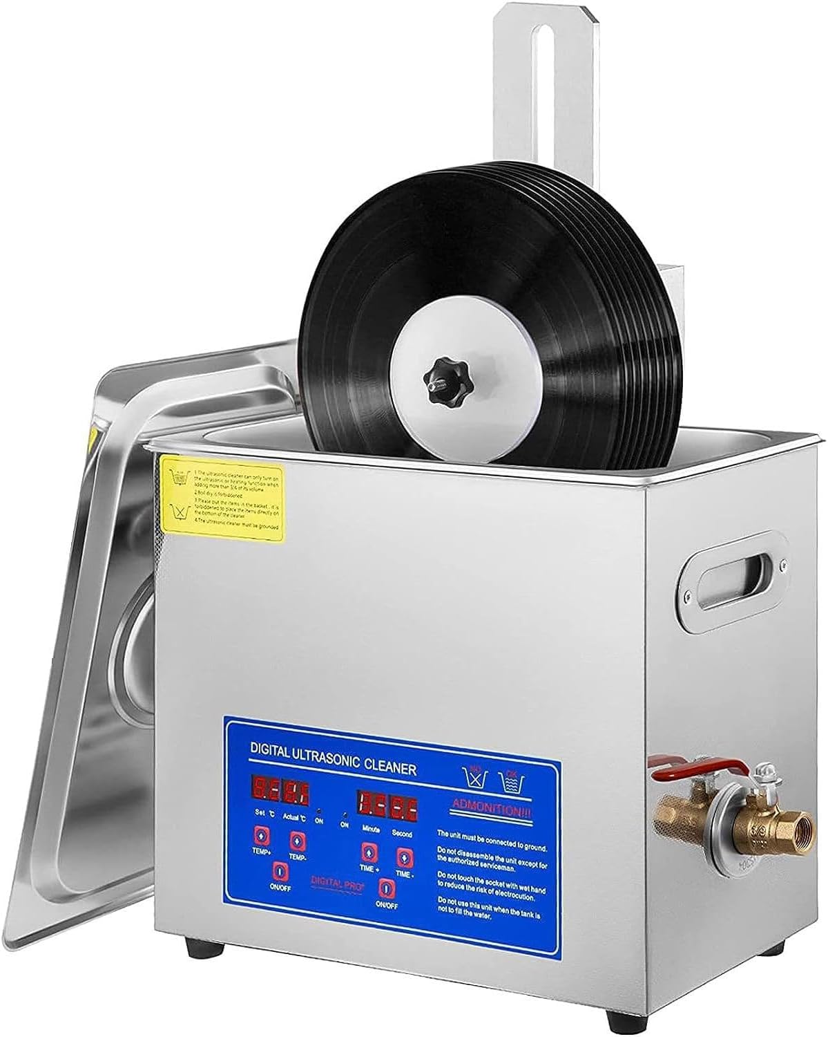 forestalk Ultrasone reiniger Commerciële, 40 Khz 180 W Professioneel Type, 6l Ultrasone Reinigingsmachine, Reinig 1-6 Vinylplaten Eenmalig