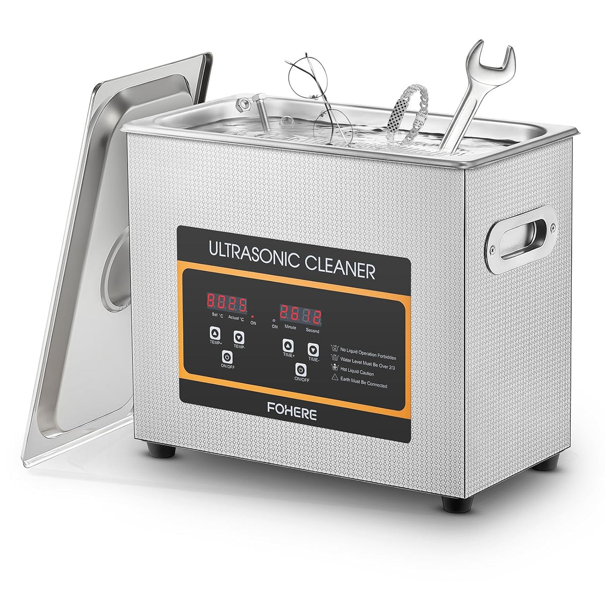 Fohere Ultrasone reiniger Professionele, met verwarming en timer, digitaal, ideaal, voor sieraden, auto-onderdelen, kleppen, wapens en laboratoria