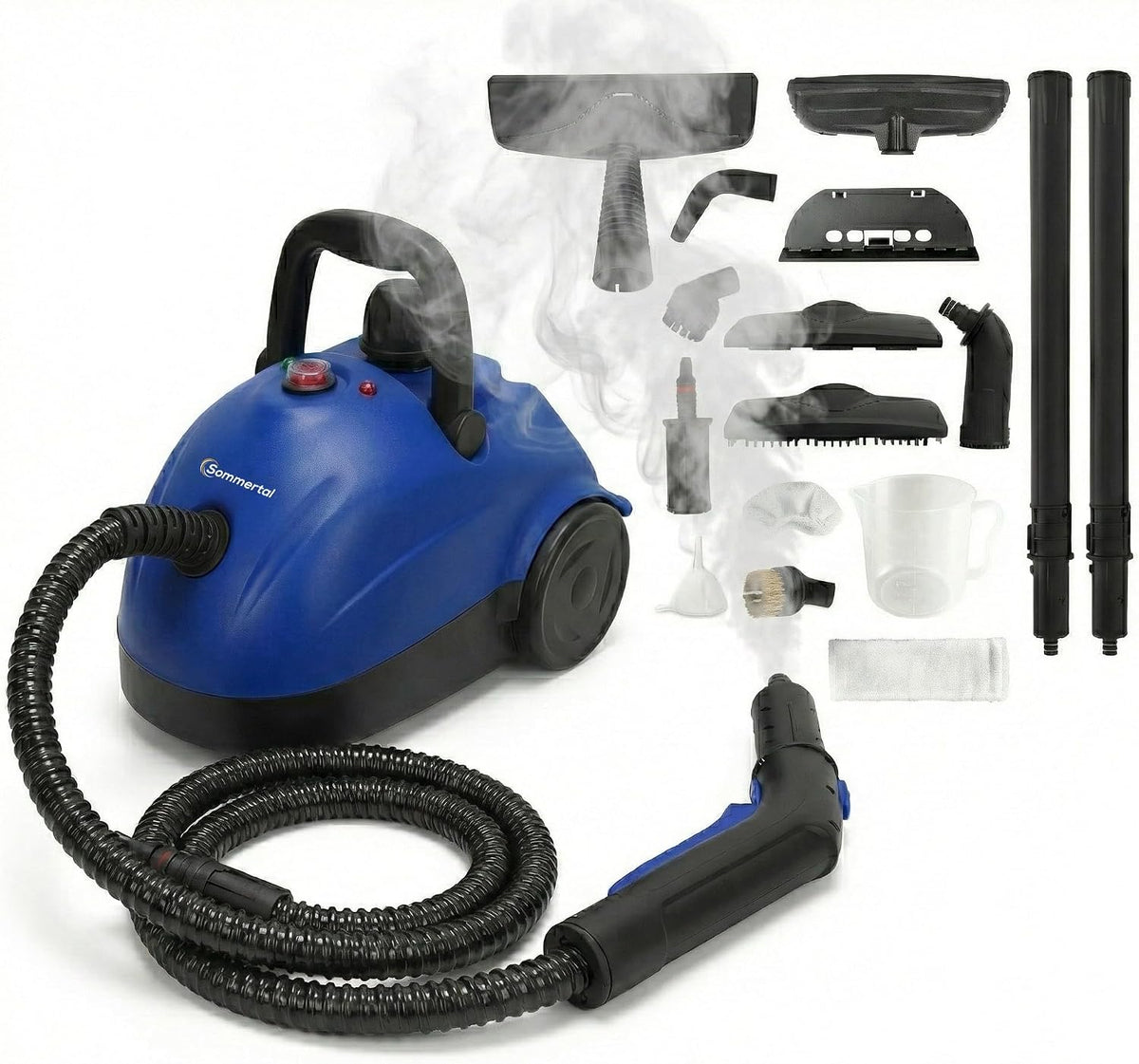 Stoomreiniger Sommertal XXL SC1000 Handstoomreiniger, met 1100 ml tank, 4 bar, 1500 W, 16-delige accessoireset, krachtige stoomreiniger, voor alles