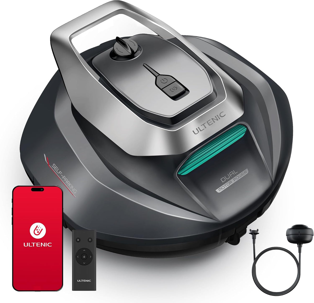 Zwembadrobot Ultenic Pooleco P10S robot, autonomie 90 min, 3 motoren, afstandsbediening en app-bediening, automatisch parkeren, draadloos