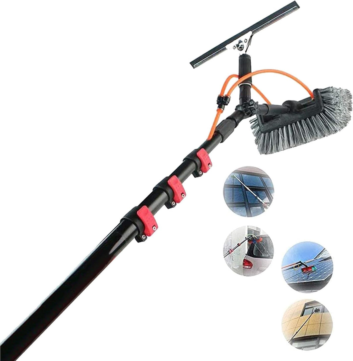 Jhkjds Raamtrekker Ruitenreiniger, 5,4 m, 7,2 m, telescopische borstel, intrekbare borstel, met watertoevoer